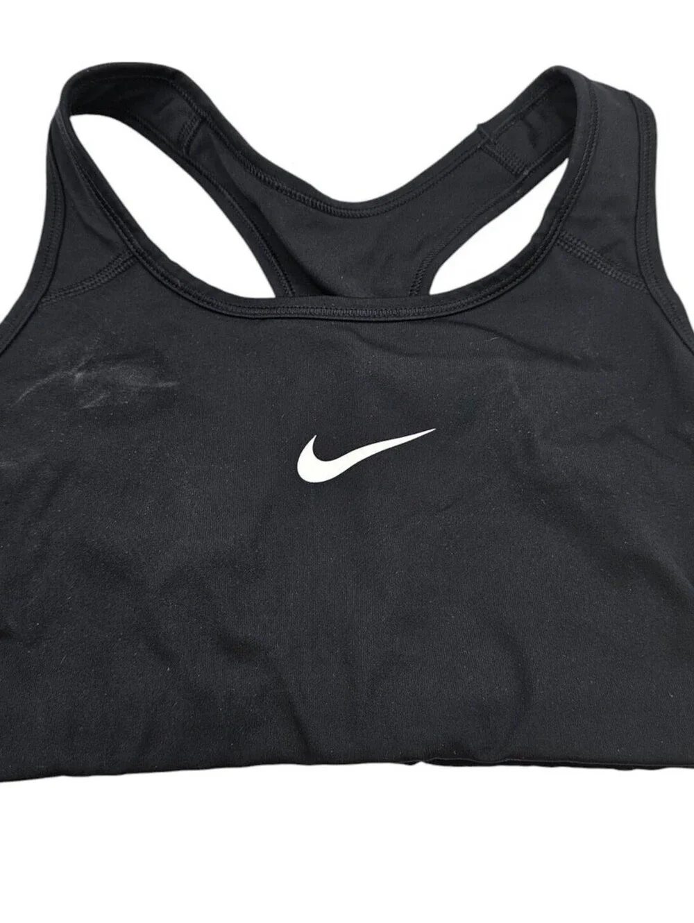 Nike Dri Fit Womens Sz S Classic Racer Back Sports Bra Black w/ White Letters